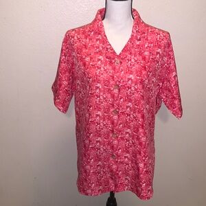 Ten2one Hawaiian Short Sleeve Button Down Shirt Beach Hawaii Wood Buttons